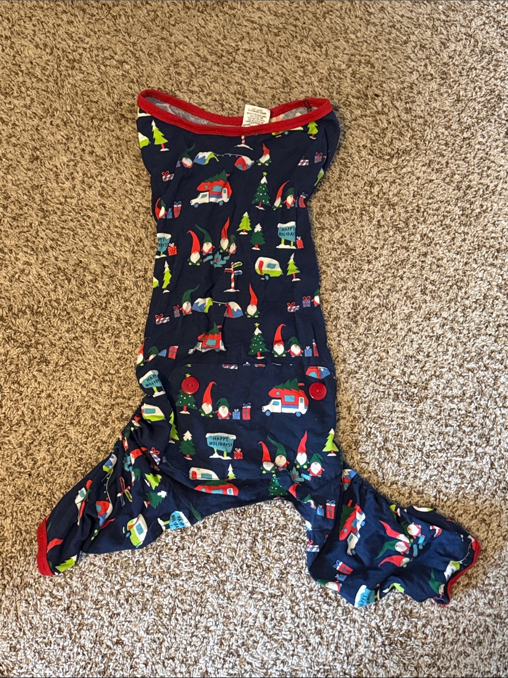 Navy Holiday Dog Sz L Pajamas with Red Trim PCH